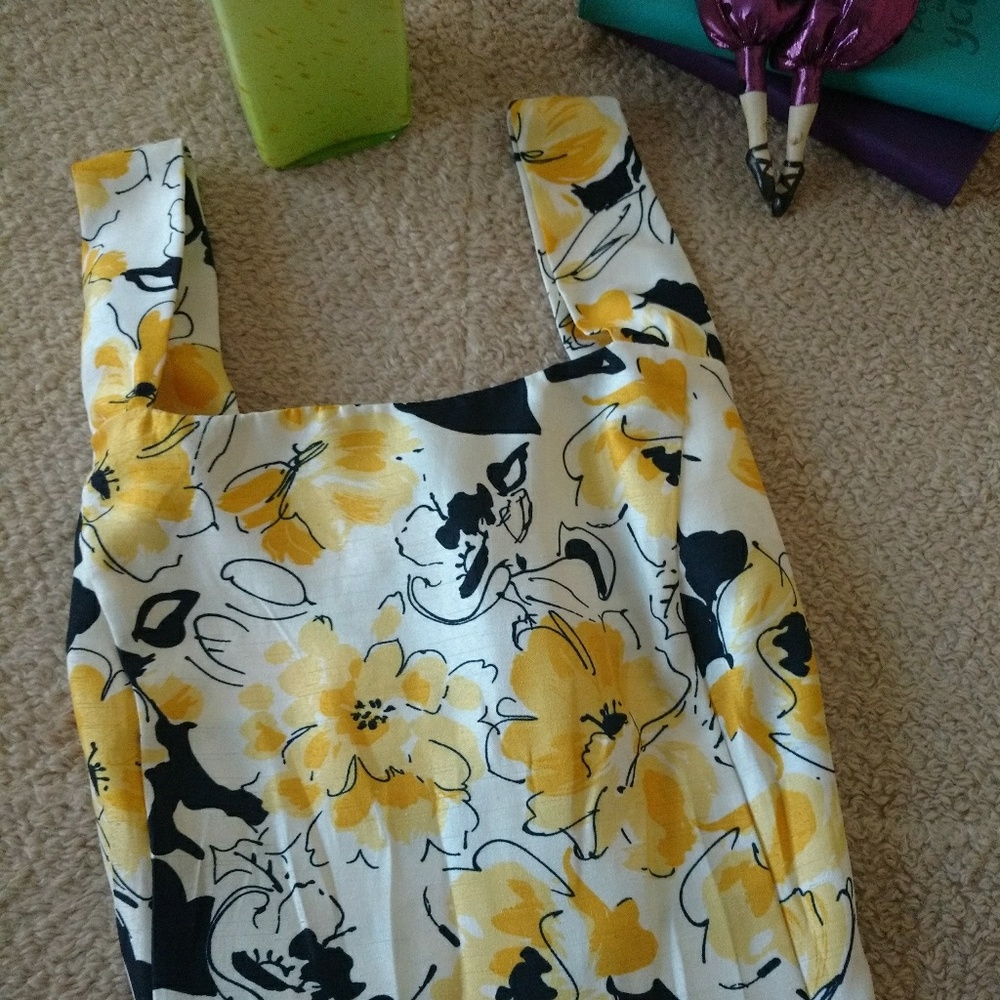 Sundress with Black & Yellow Floral Design Size 18